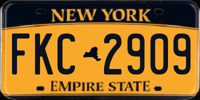 NY license plate FKC2909