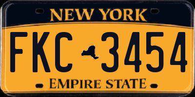 NY license plate FKC3454