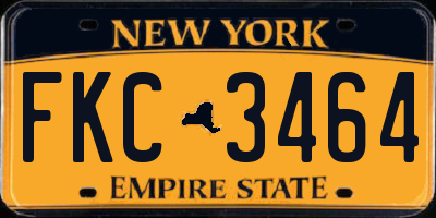 NY license plate FKC3464