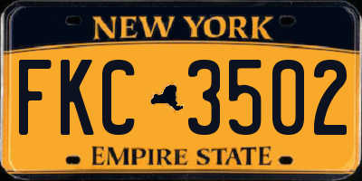 NY license plate FKC3502