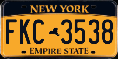 NY license plate FKC3538