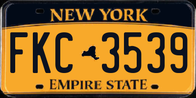NY license plate FKC3539