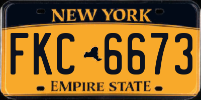 NY license plate FKC6673