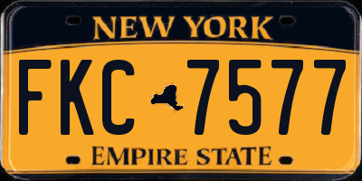 NY license plate FKC7577