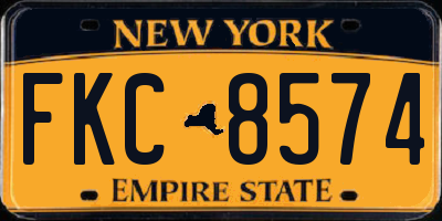 NY license plate FKC8574