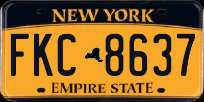 NY license plate FKC8637