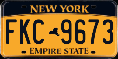 NY license plate FKC9673