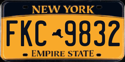 NY license plate FKC9832