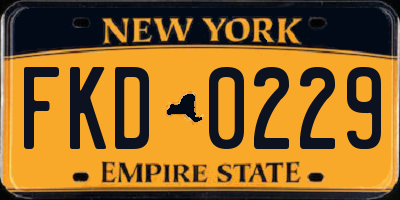 NY license plate FKD0229