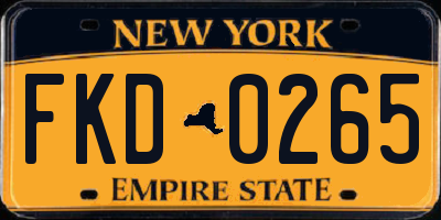 NY license plate FKD0265