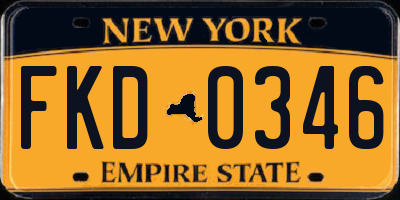 NY license plate FKD0346