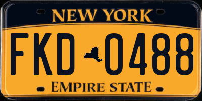 NY license plate FKD0488