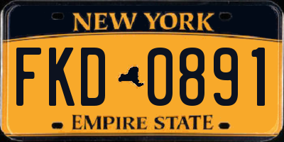 NY license plate FKD0891