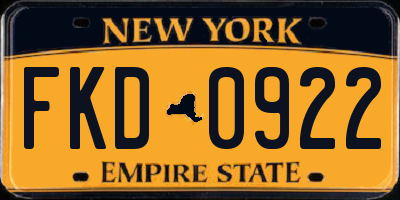 NY license plate FKD0922