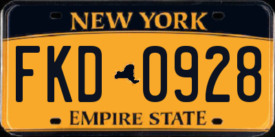 NY license plate FKD0928
