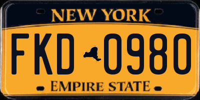 NY license plate FKD0980