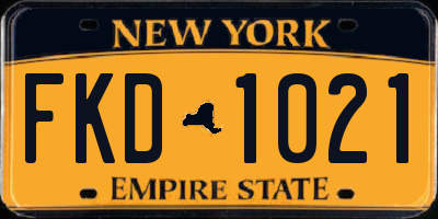 NY license plate FKD1021