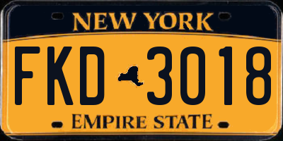 NY license plate FKD3018