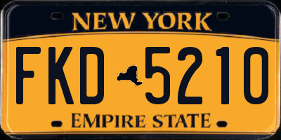NY license plate FKD5210