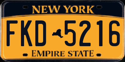 NY license plate FKD5216