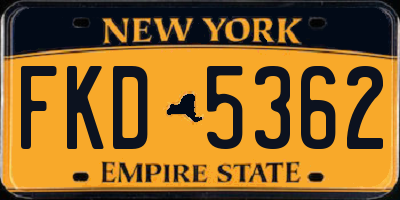 NY license plate FKD5362