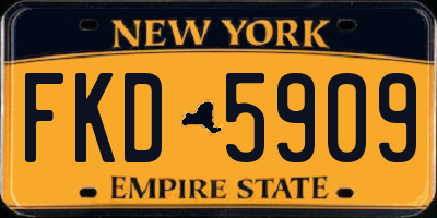 NY license plate FKD5909
