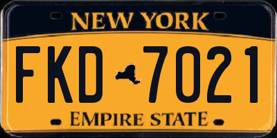 NY license plate FKD7021