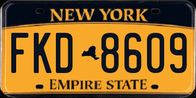 NY license plate FKD8609