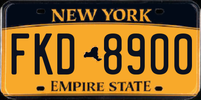 NY license plate FKD8900