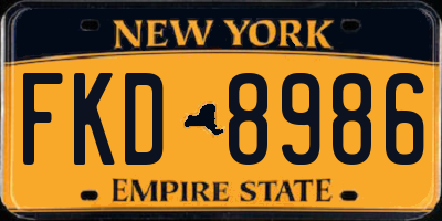 NY license plate FKD8986
