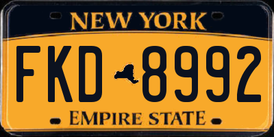NY license plate FKD8992