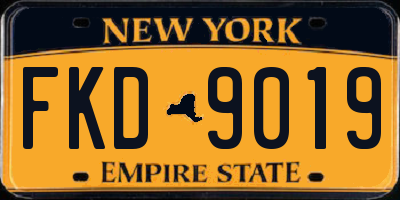 NY license plate FKD9019
