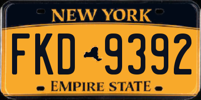 NY license plate FKD9392