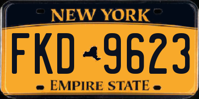NY license plate FKD9623