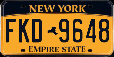 NY license plate FKD9648