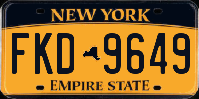 NY license plate FKD9649