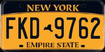 NY license plate FKD9762