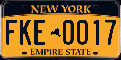 NY license plate FKE0017