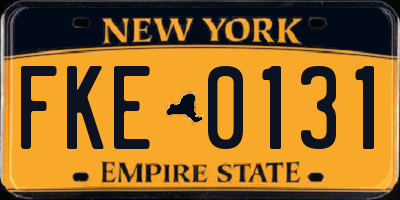 NY license plate FKE0131