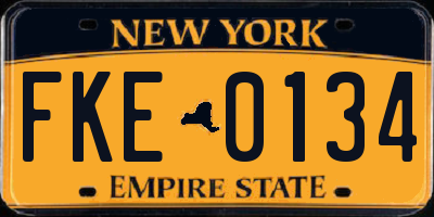 NY license plate FKE0134