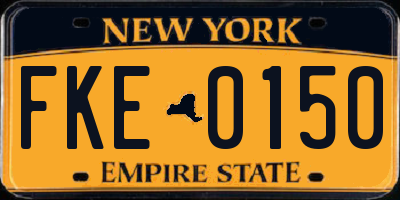 NY license plate FKE0150