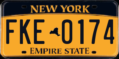 NY license plate FKE0174