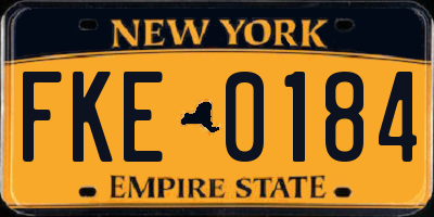 NY license plate FKE0184