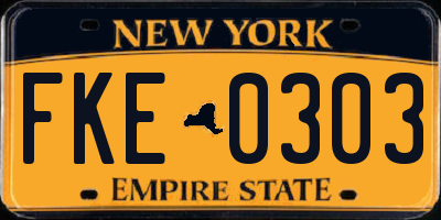 NY license plate FKE0303