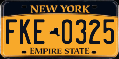 NY license plate FKE0325