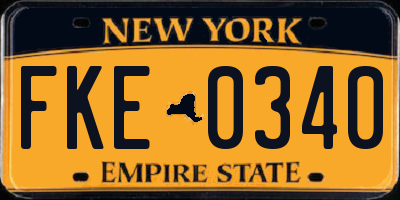 NY license plate FKE0340