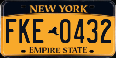 NY license plate FKE0432