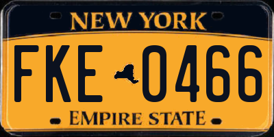 NY license plate FKE0466