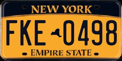 NY license plate FKE0498