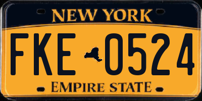 NY license plate FKE0524